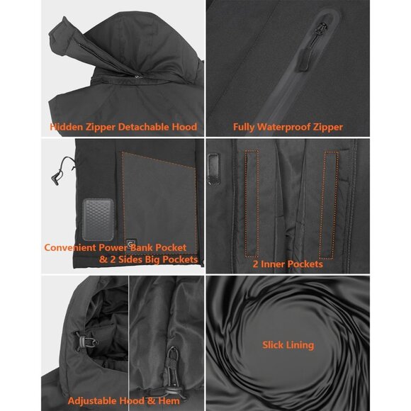 Graphene Black Men Heated Jacket Coat with 18400 mAh Battery Pack & Adaptor. - Picture 6 of 6